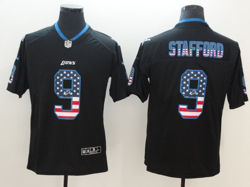 Men's Detroit Lions Matthew Stafford #9 Black Player Game Jersey1 football jersey product view 1