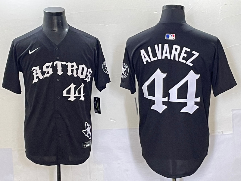 Men's Houston Astros Yordan Alvarez Black Game Player Jersey baseball jersey product view 1