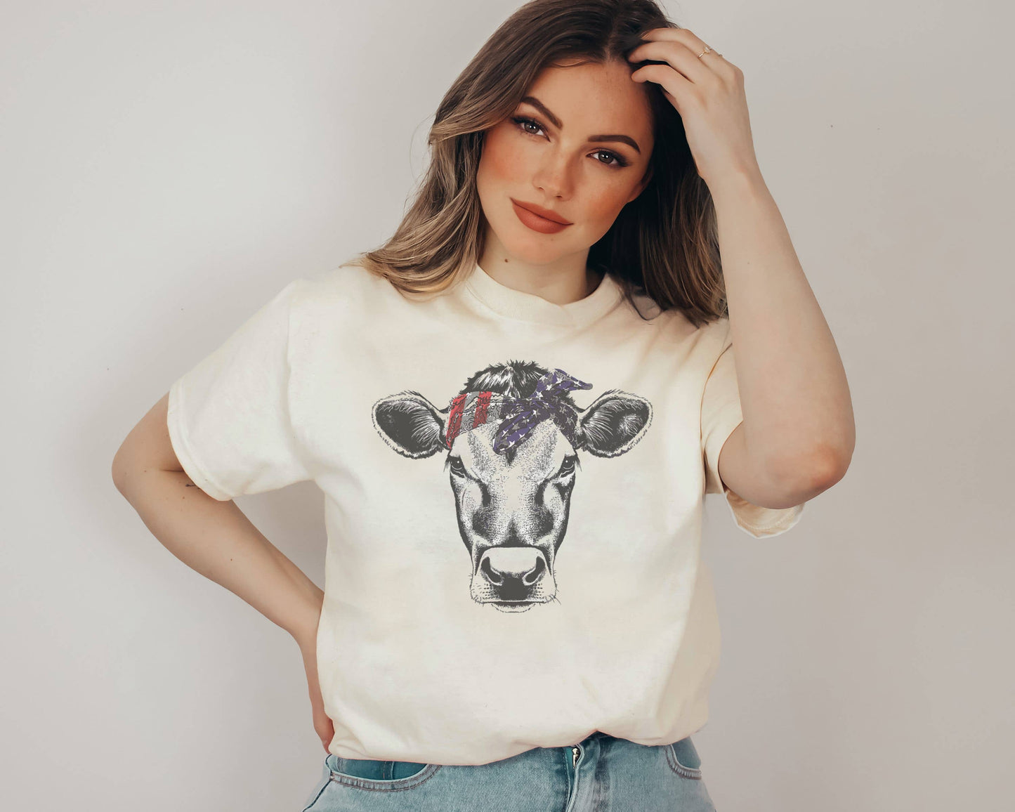 American Flag Cow Tee | Cow Shirt Unisex T-shirt, Sweatshirt, Hoodie, Long Sleeve Tee - T-Shirt, Sweatshirt, Hoodie
