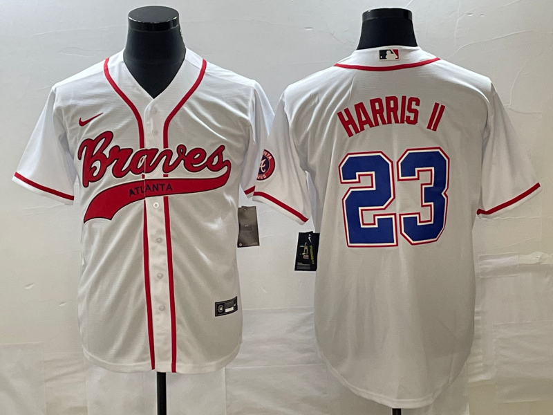Men's Atlanta Braves Michael Harris II #23 White Replica Player Jersey Joint Edition baseball jersey product view 1