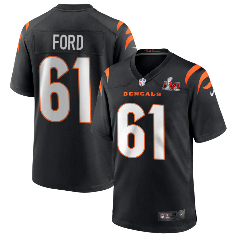 Cody Ford Cincinnati Bengals Super Bowl LVI Game Jersey - Black football jersey product view 1