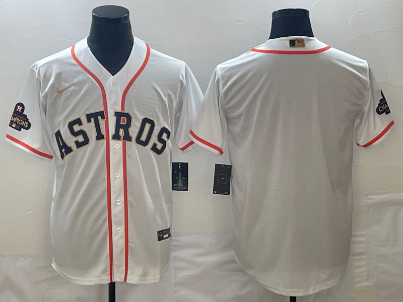 Men's Houston Astros White 2023 Gold Collection Replica Blank Jersey baseball jersey product view 1