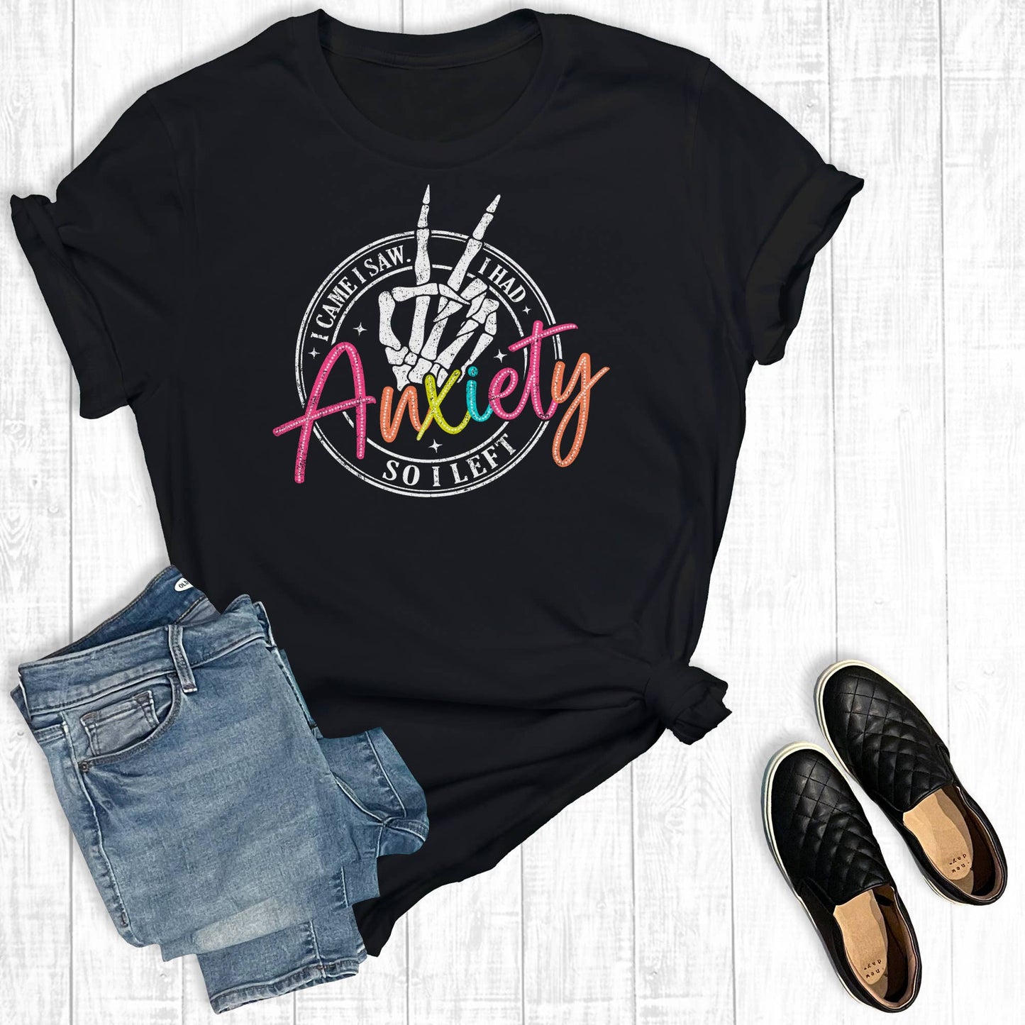 I Came I Saw I Had Anxiety Graphic Tee Unisex T-shirt, Sweatshirt, Hoodie, Long Sleeve Tee - T-Shirt, Sweatshirt, Hoodie