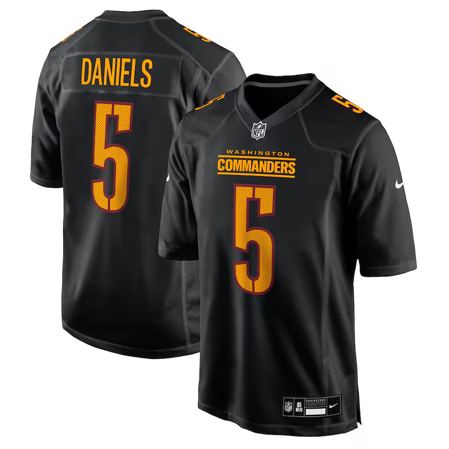 Washington Commanders Jayden Daniels Carbon Black Fashion Jersey football jersey product view 1