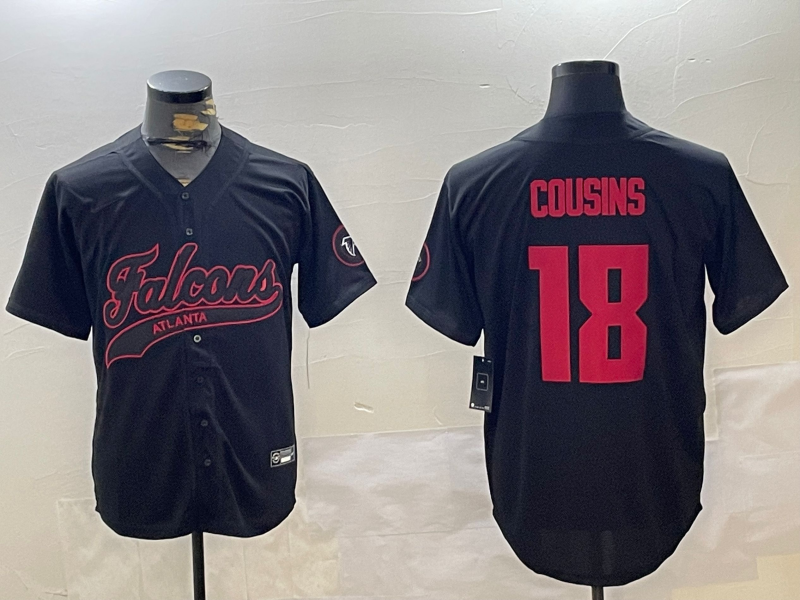 Men's Atlanta Falcons Kirk Cousins Black Team Game Jersey football jersey product view 1