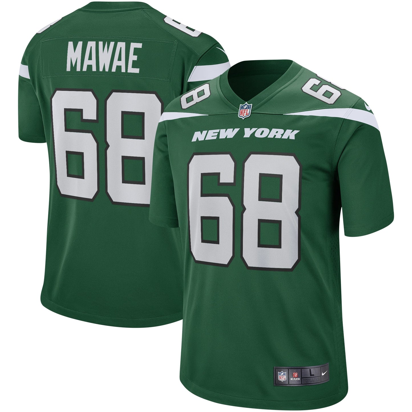 Kevin Mawae New York Jets Game Retired Jersey - Gotham Green football jersey product view 1