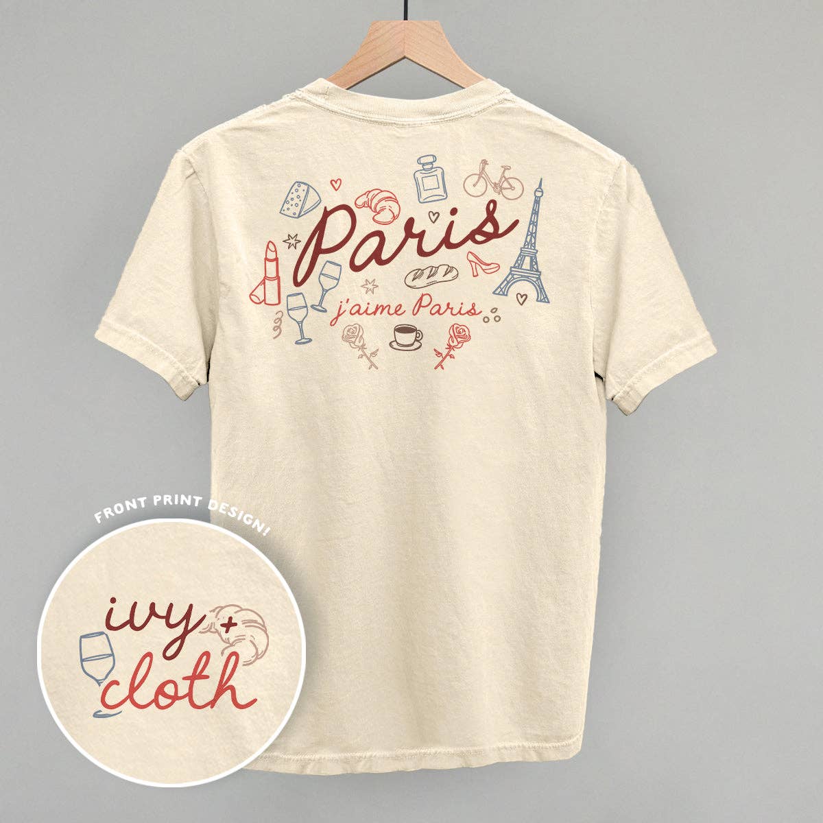 Paris Doodles (Back Print) Unisex T-shirt, Sweatshirt, Hoodie, Long Sleeve Tee - T-Shirt, Sweatshirt, Hoodie
