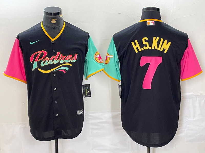 Men's San Diego Padres Ha-Seong Kim #7 Black City Connect Replica Player Jersey baseball jersey product view 1