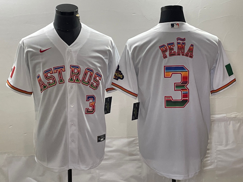 Men's Houston Astros Jeremy Pena #3 White Replica Player Jersey1 baseball jersey product view 1