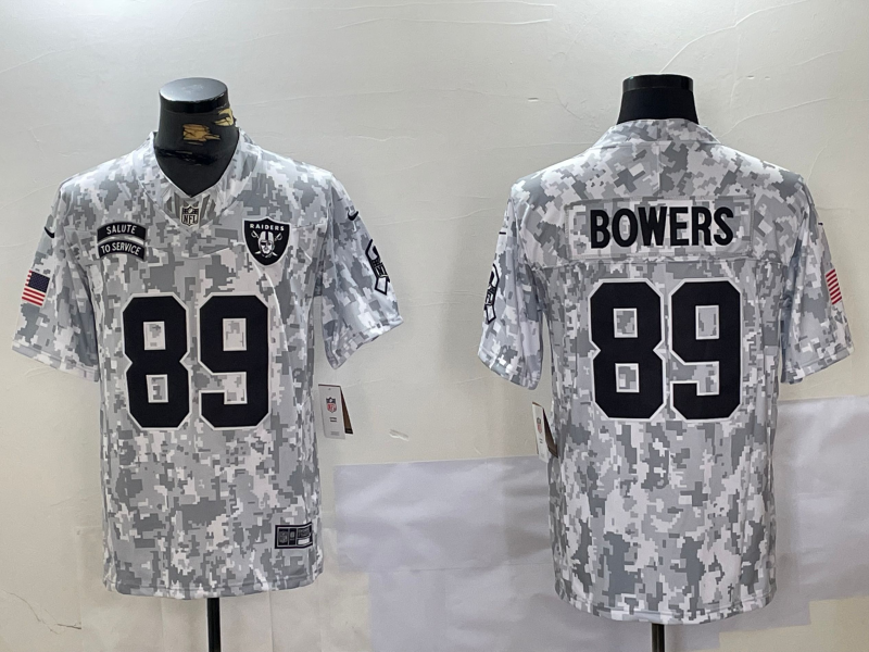 Men's Las Vegas Raiders Brock Bowers Arctic Camo 2024 Salute to Service Limited Jersey football jersey product view 1