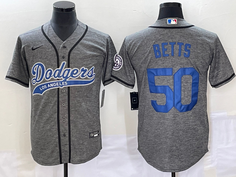 Men's Los Angeles Dodgers Mookie Betts Gray Game Jersey Joint Edition baseball jersey product view 1