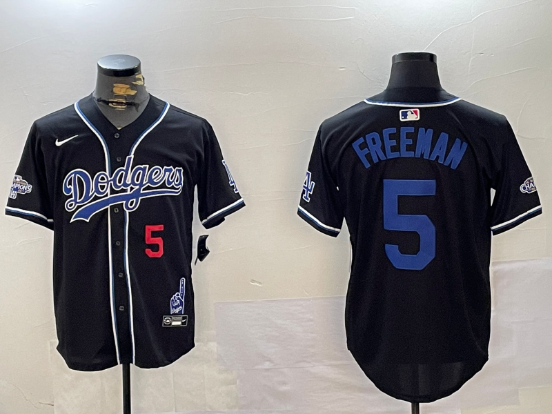Men's Los Angeles Dodgers Freddie Freeman #5 Black Replica Game Jersey baseball jersey product view 1