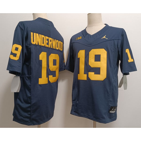 Bryce Underwood Michigan Wolverines Jersey Navy sports jersey product view 1