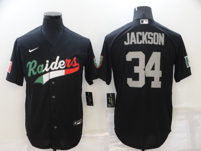 Men's Las Vegas Raiders Bo Jackson Black Game Jersey Joint Edition football jersey product view 1