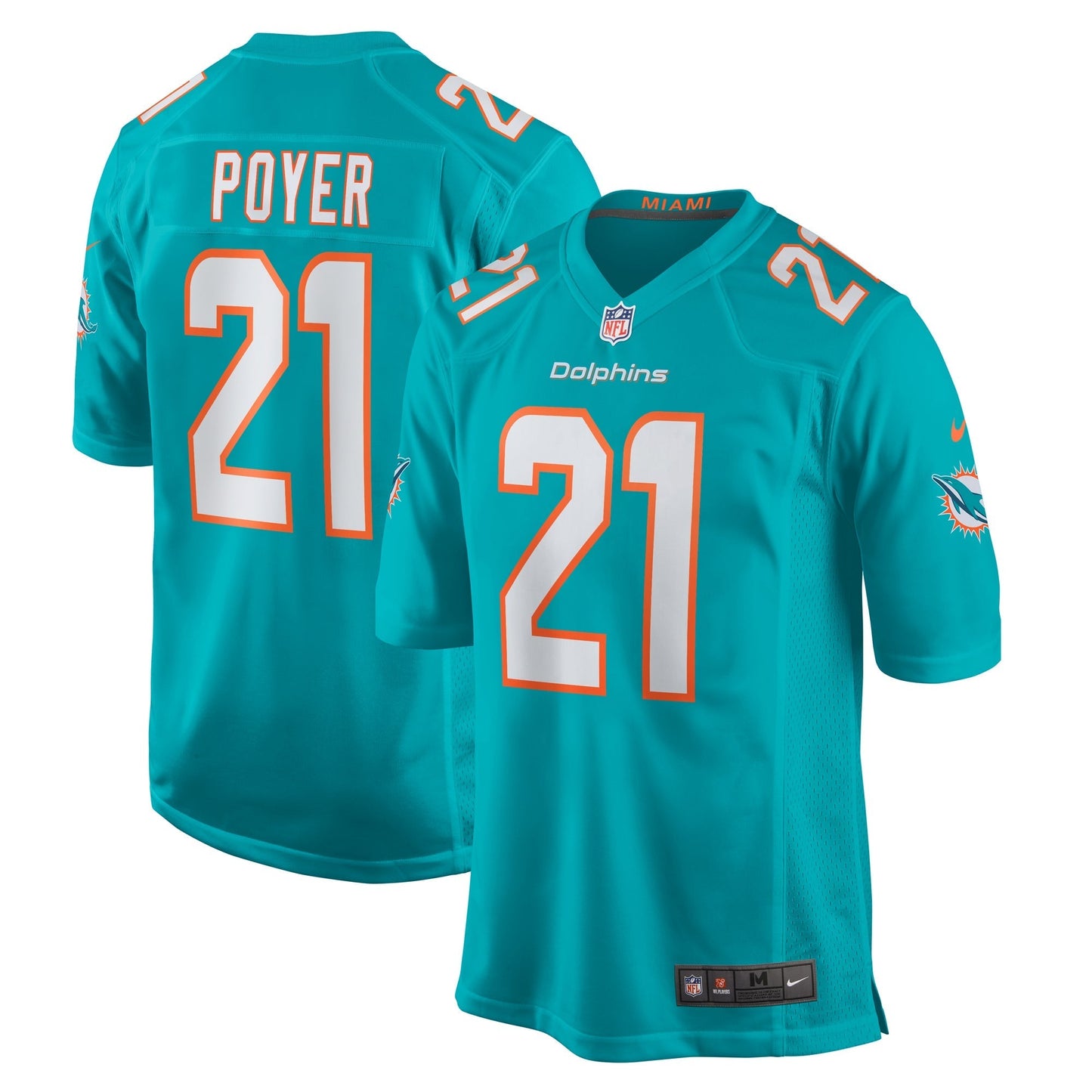 Miami Dolphins Jordan Poyer Aqua Game Jersey basketball jersey product view 1