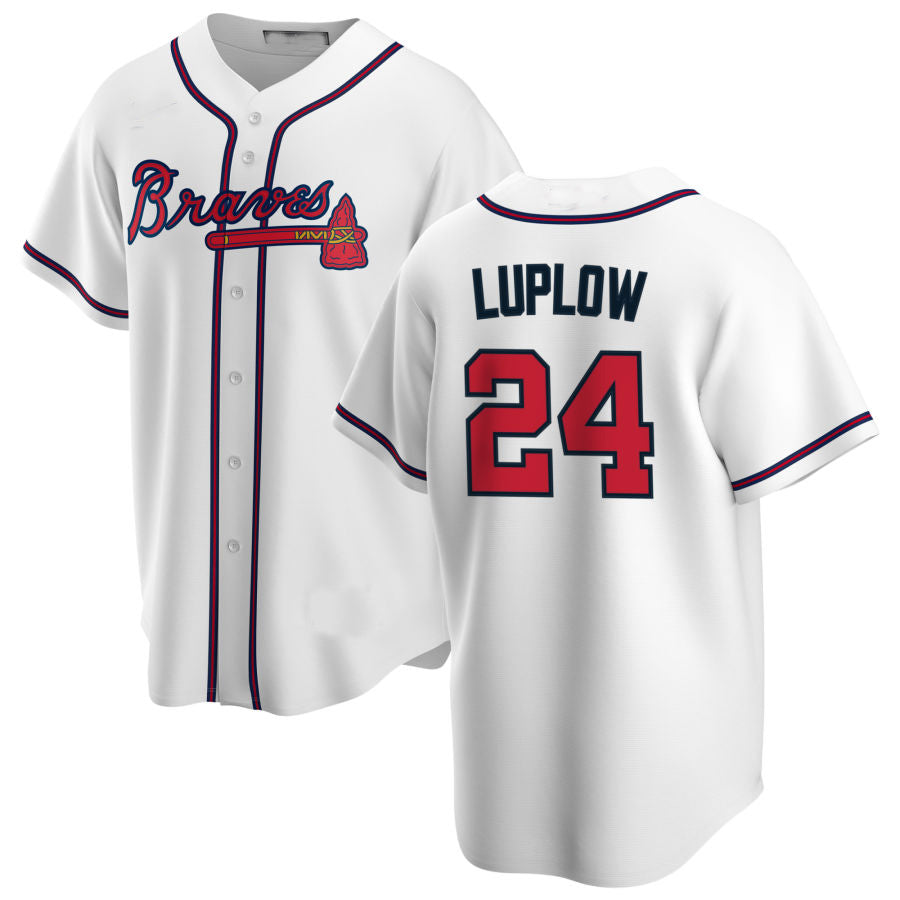 Atlanta Braves #24 Jordan Luplow White Alternate Authentic Player Jersey Stitches Baseball Jerseys baseball jersey product view 1