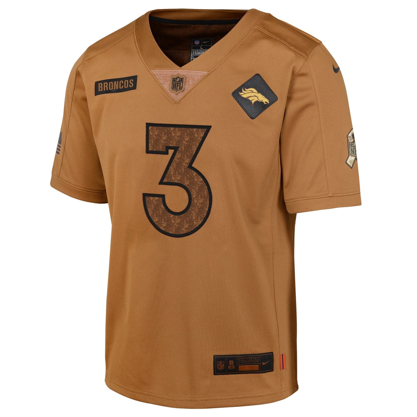 Russell Wilson Denver Broncos Salute To Service Limited Jersey - Brown football jersey product view 2