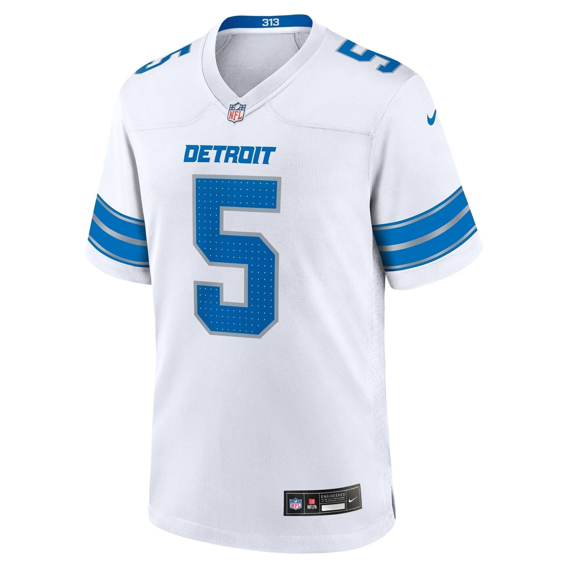 David Montgomery Detroit Lions Game Jersey - White football jersey product view 2