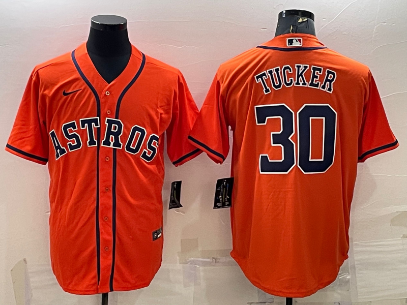 Men's Houston Astros Kyle Tucker #30 Orange Replica Player Jersey1 baseball jersey product view 1