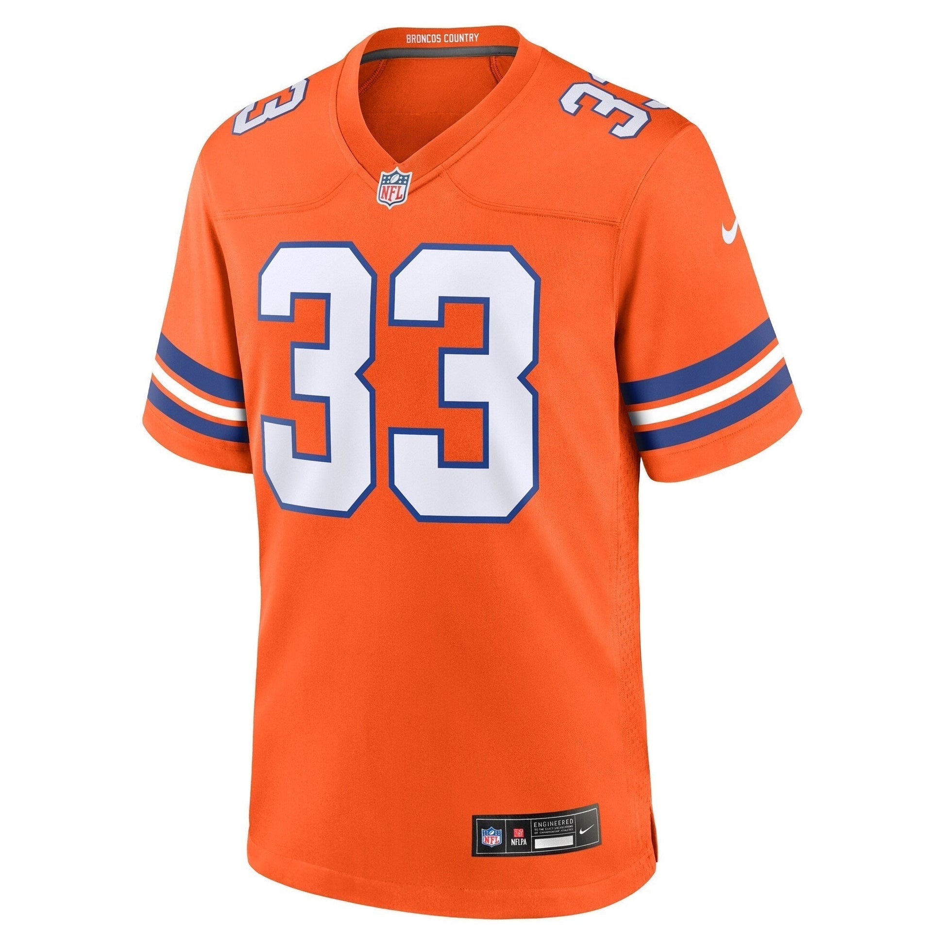 Javonte Williams Denver Broncos Mile High Collection 1977 Throwback Game Jersey - Orange football jersey product view 2