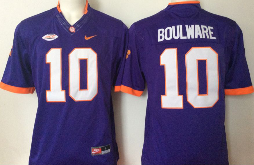 Men's Clemson Tigers Ben Boulware Purple Player Game Jersey sports jersey product view 1