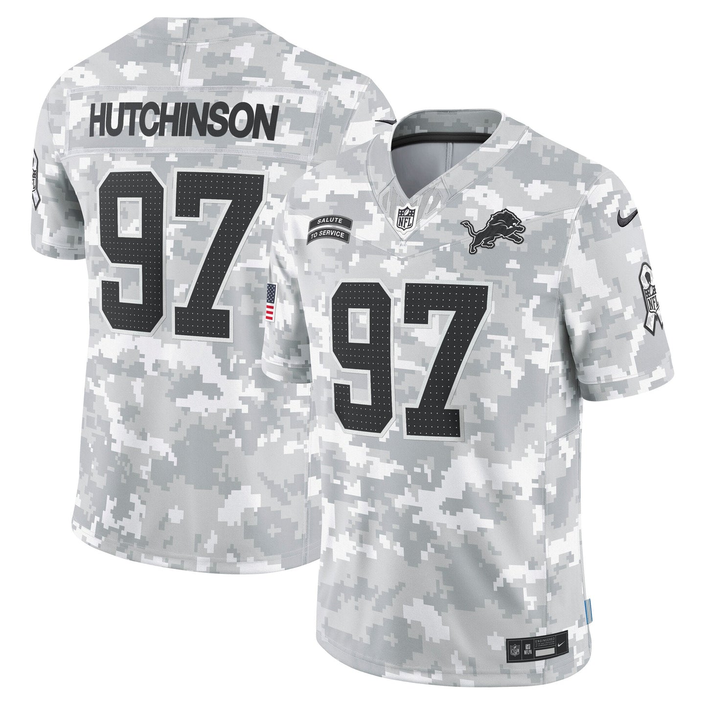 Aidan Hutchinson Detroit Lions 2024 Salute to Service Limited Jersey - Arctic Camo football jersey product view 1