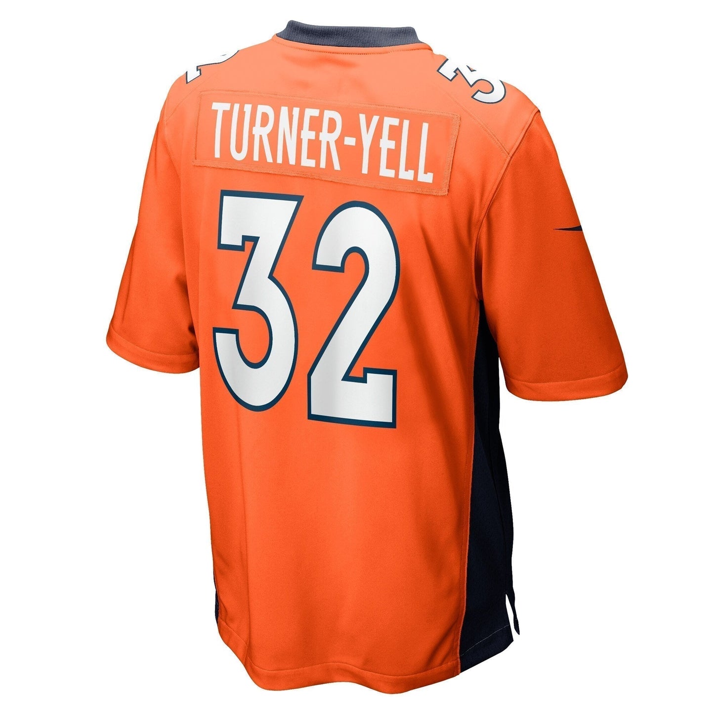 Delarrin Turner-Yell Denver Broncos Game Jersey - Orange football jersey product view 3