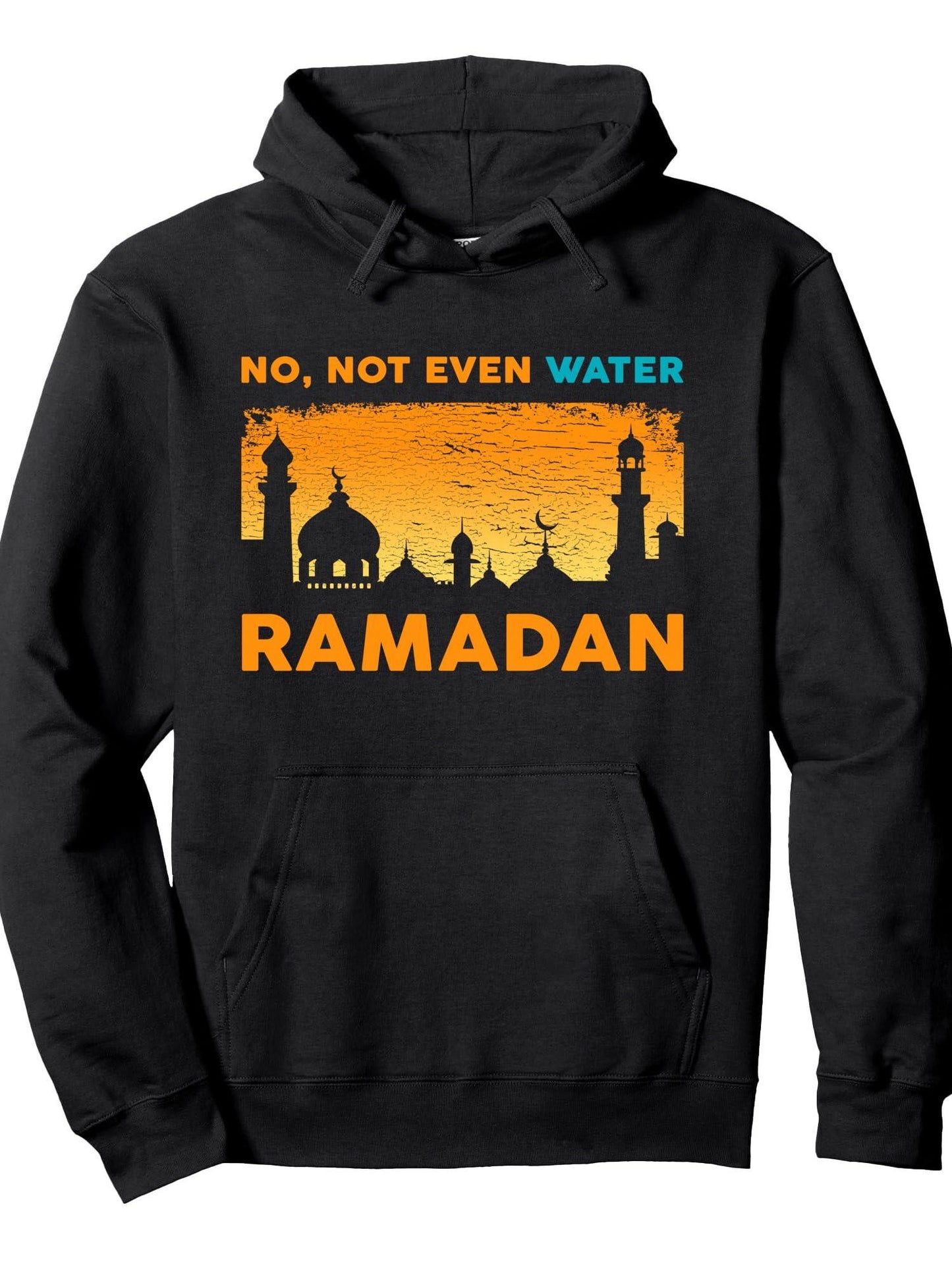 Funny Ramadan Muslim Fasting Islamic Gift For Men Women Kids Pullover Hoodie Ramadan Black 250gsm Cotton Long Sleeve Men Casual Hoodie sports jersey product view 1