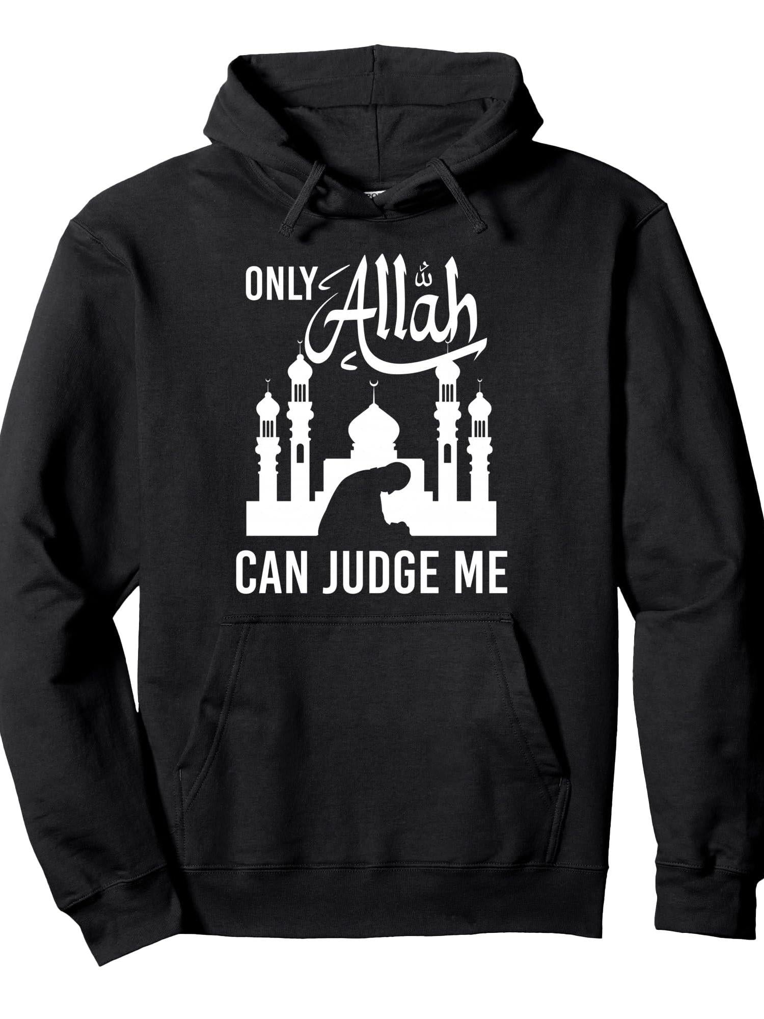 Only Allah Can Judge Me Islamic Motivational Prayer Pullover Hoodie Ramadan Black 250gsm Cotton Long Sleeve Men Casual Hoodie sports jersey product view 1
