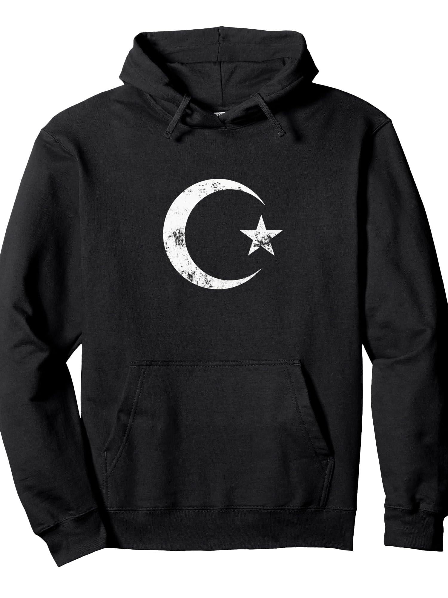 Islam Symbol Cool Islamic Muslim Sign Gift for Men Women Pullover Hoodie Ramadan Black 250gsm Cotton Long Sleeve Men Casual Hoodie sports jersey product view 1