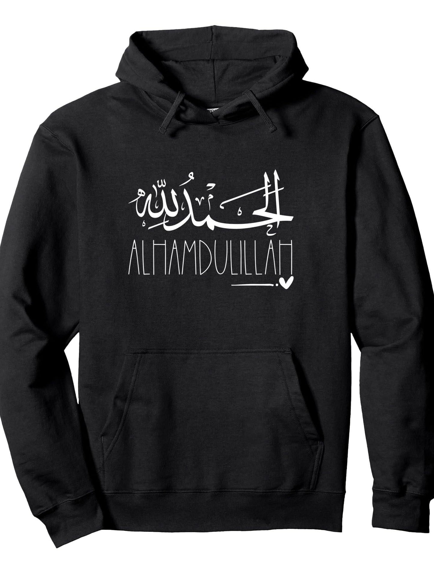 Alhamdulillah for All Islam, Ramadan, Thank God Muslim Pullover Hoodie Ramadan Black 250gsm Cotton Long Sleeve Men Casual Hoodie sports jersey product view 1