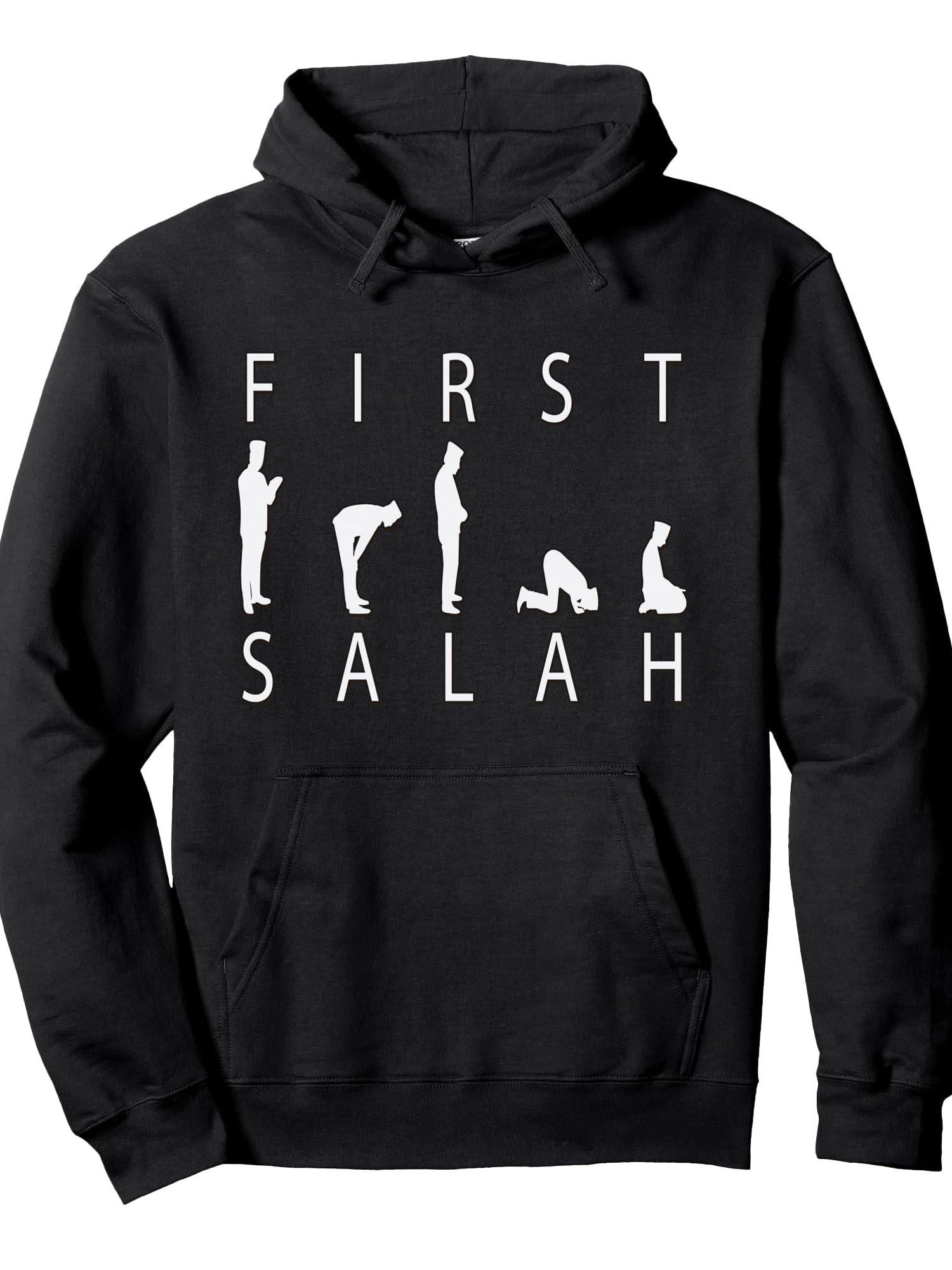 Eid Gifts for Kids Men Women First Salah Islamic Muslim Boy Pullover Hoodie Ramadan Black 250gsm Cotton Long Sleeve Men Casual Hoodie sports jersey product view 1