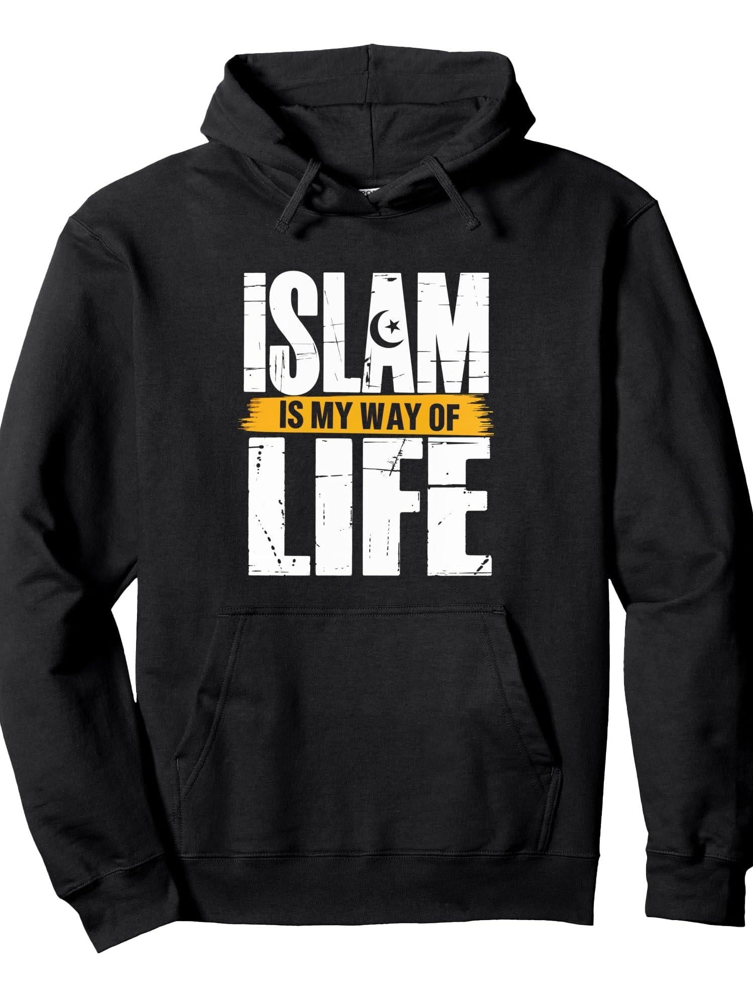 Islam Is My Way Of Life Muslim Religion Faith Belief Pullover Hoodie Ramadan Black 250gsm Cotton Long Sleeve Men Casual Hoodie sports jersey product view 1
