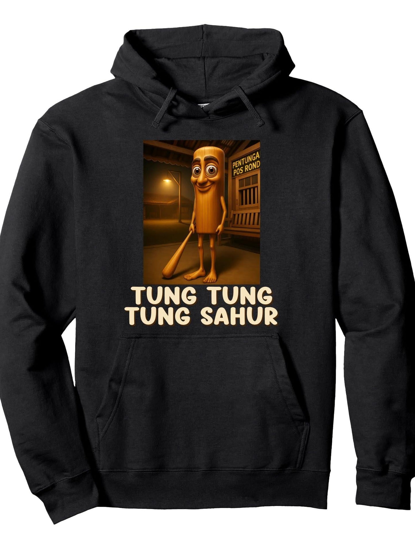 Tung Tung Tung Sahur Italian Brainrot Meme for Kids Boys Pullover Hoodie Ramadan Black 250gsm Cotton Long Sleeve Men Casual Hoodie sports jersey product view 1