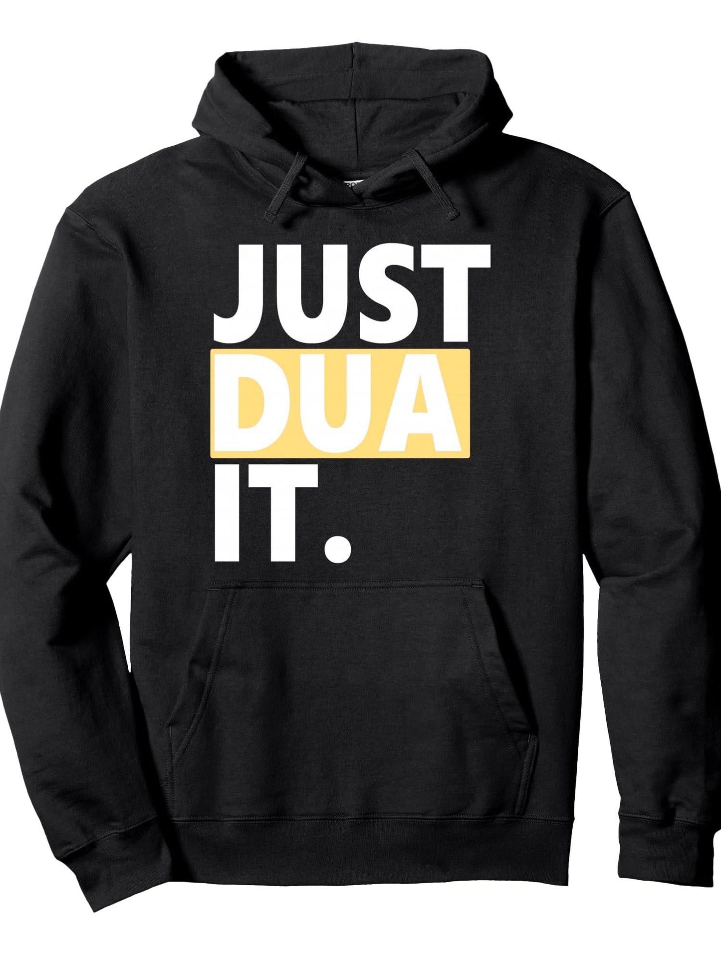 Just Dua It Pullover Hoodie Ramadan Black 250gsm Cotton Long Sleeve Men Casual Hoodie sports jersey product view 1