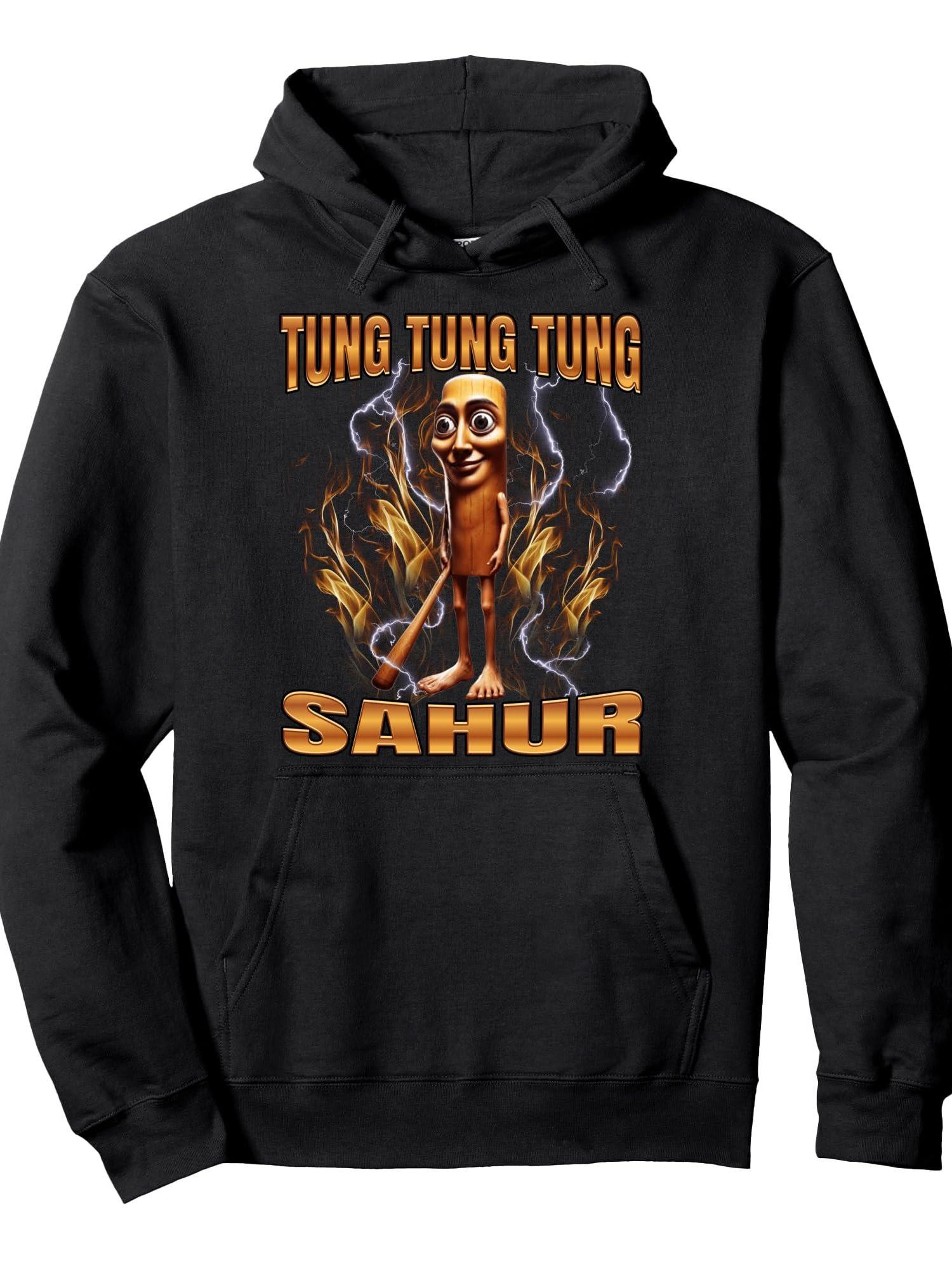 Tung Tung Tung Sahur Pullover Hoodie Ramadan Black 250gsm Cotton Long Sleeve Men Casual Hoodie sports jersey product view 1