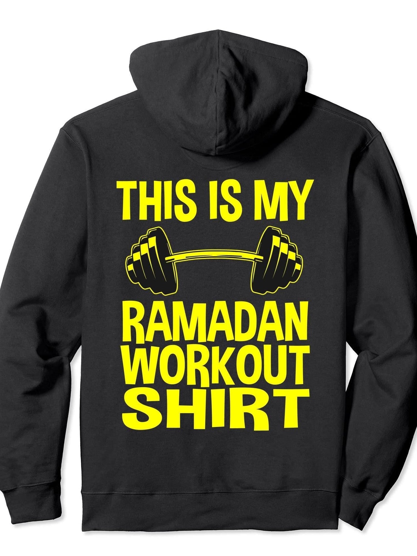 Ramadan Mubarak Workout 2022 Men Women Kids Eid Outfit Pullover Hoodie Ramadan Black 250gsm Cotton Long Sleeve Men Casual Hoodie sports jersey product view 1