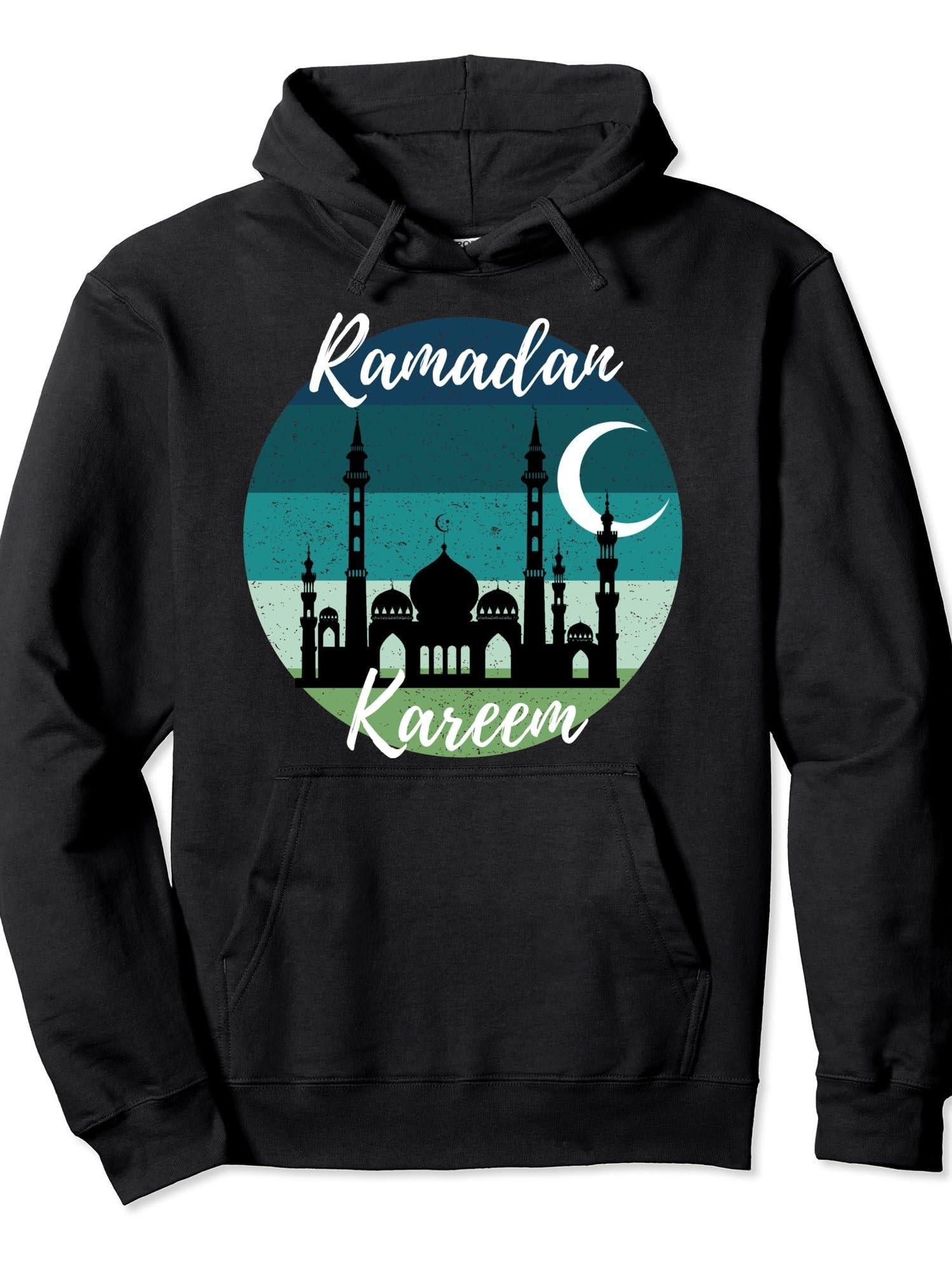 Ramadan Kareem Muslim Holiday Arabic Fasting Ramadan Mubarak Pullover Hoodie Ramadan Black 250gsm Cotton Long Sleeve Men Casual Hoodie sports jersey product view 1