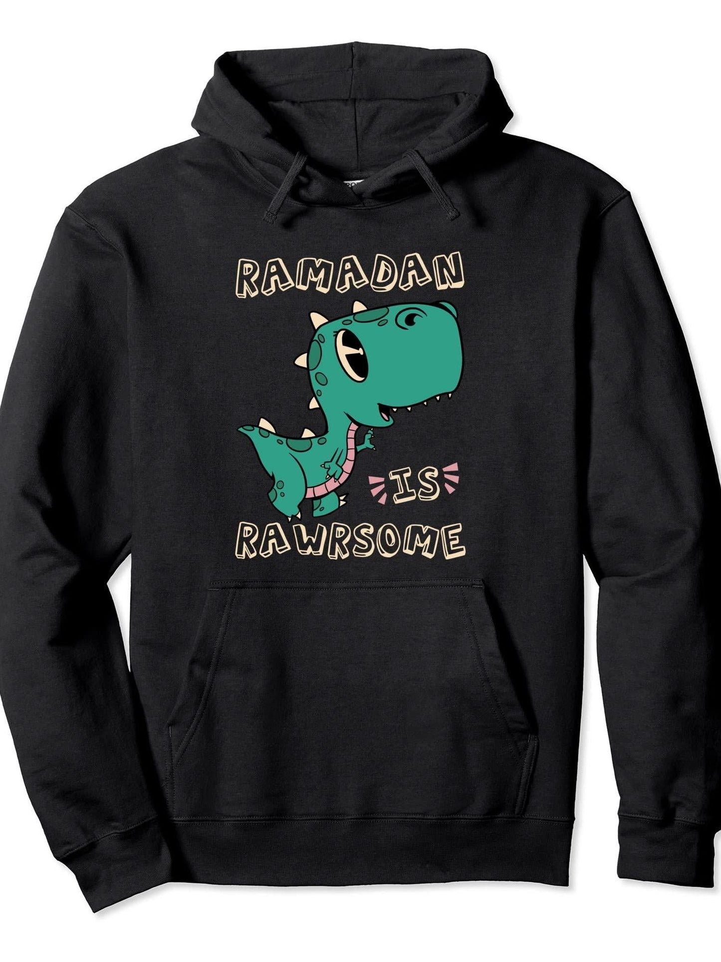 Ramadan Is Rawrsome Ramadan Mubarak Fasting Muslim Ramadan Pullover Hoodie Ramadan Black 250gsm Cotton Long Sleeve Men Casual Hoodie sports jersey product view 1