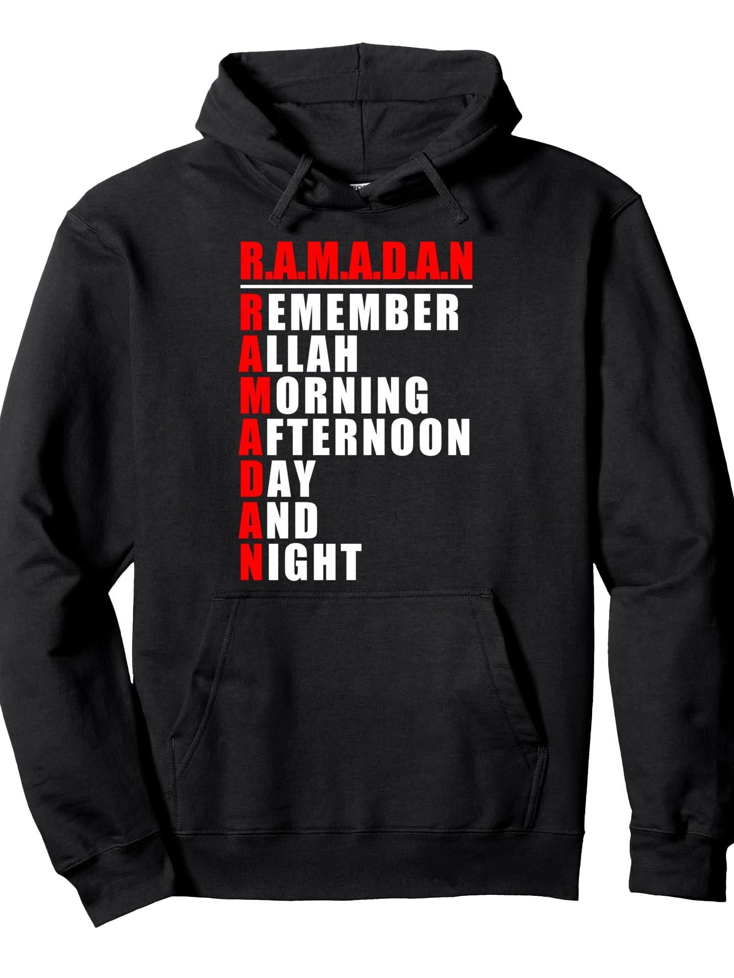 Remember Allah - Ramadan Kareem - Ramadan Mubarak Month 2026 Pullover Hoodie Ramadan Black 250gsm Cotton Long Sleeve Men Casual Hoodie sports jersey product view 1