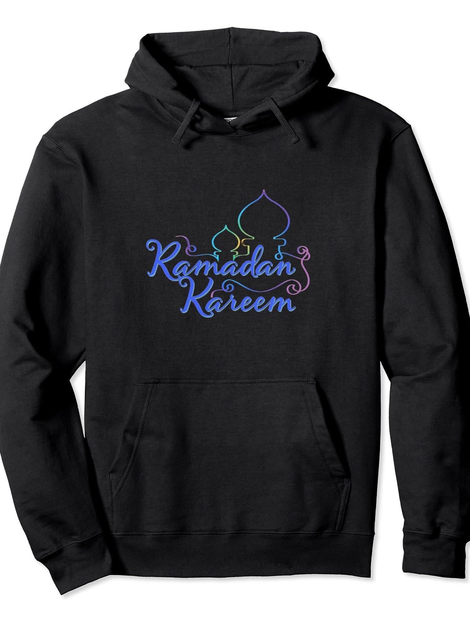 Ramadan Kareem Funny Arabic Eid Mubarak Islamic Holiday Gift Pullover Hoodie Ramadan Black 250gsm Cotton Long Sleeve Men Casual Hoodie sports jersey product view 1