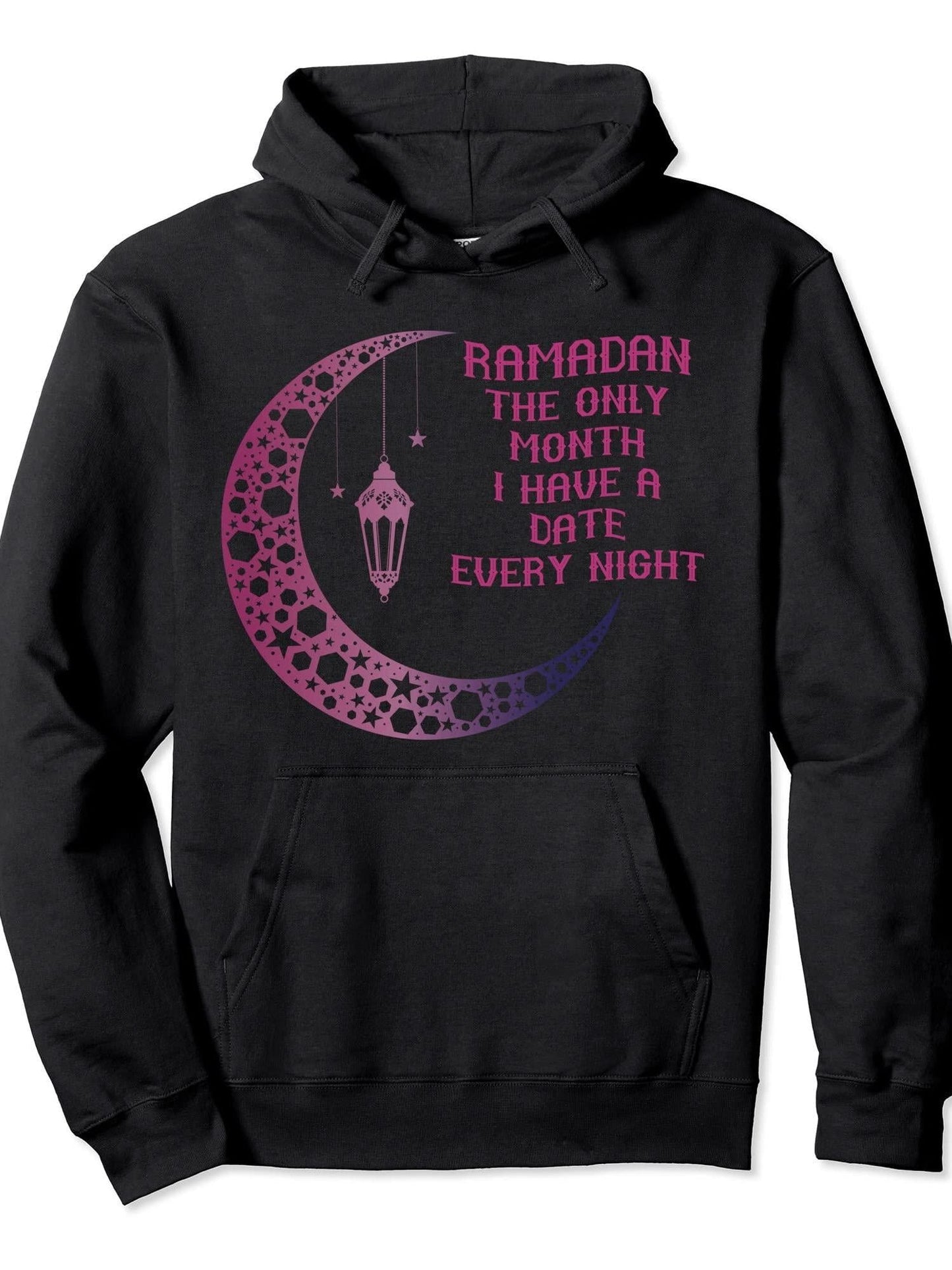 Ramadan the only Month I have a Date every Night Pullover Hoodie Ramadan Black 250gsm Cotton Long Sleeve Men Casual Hoodie sports jersey product view 1