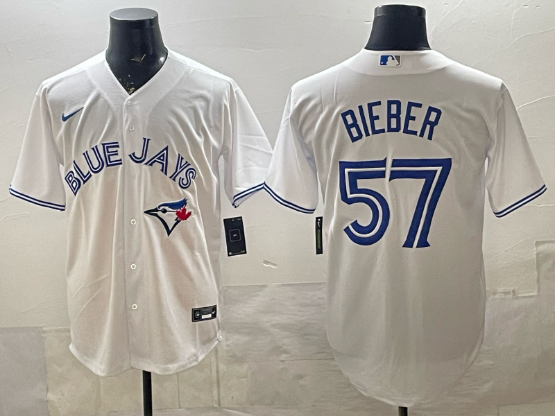Men's Toronto Blue Jays Shane Bieber White Home Limited Player Jersey baseball jersey product view 1
