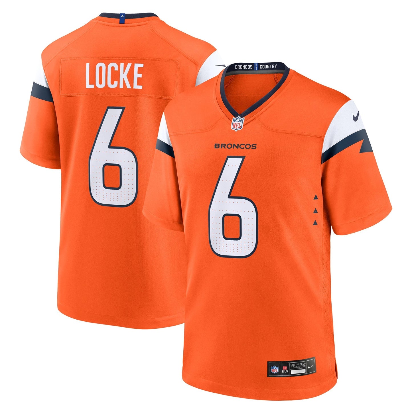 Denver Broncos P.J. Locke Orange Team Game Jersey football jersey product view 1