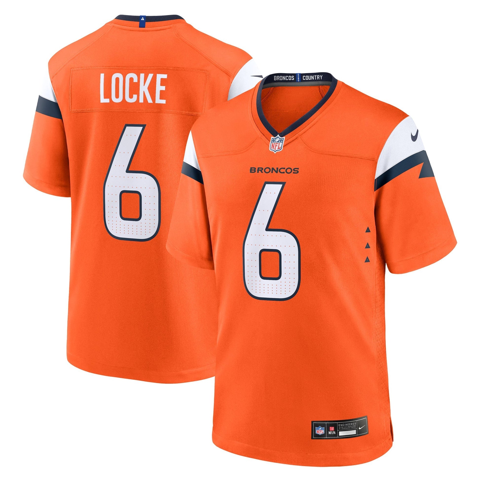 Denver Broncos P.J. Locke Orange Team Game Jersey football jersey product view 1