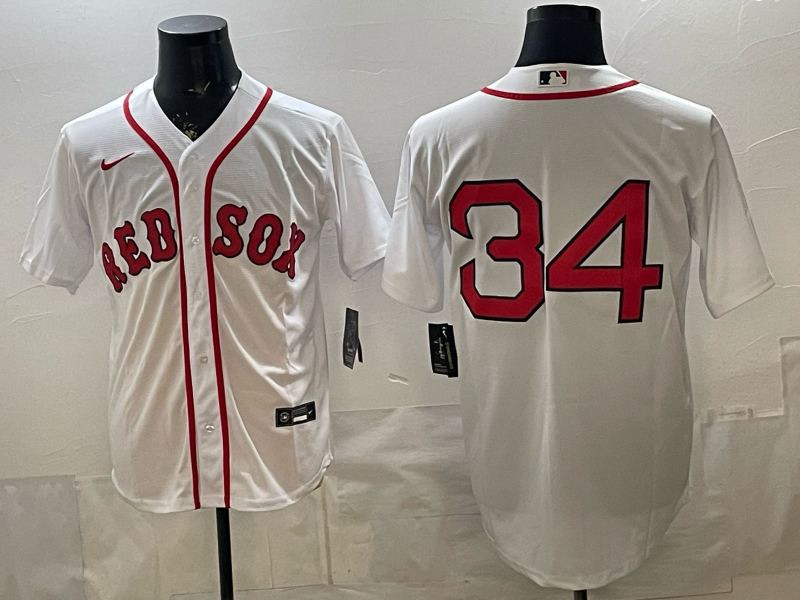 Men's Boston Red Sox David Ortiz #34 White Replica Player Name Jersey baseball jersey product view 1