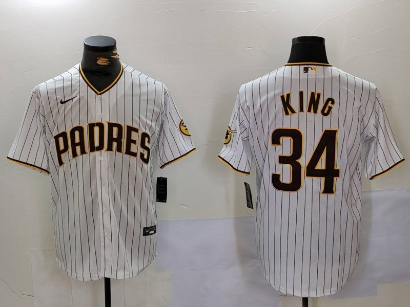 Men's San Diego Padres Michael King #34 White Home Limited Player Jersey1 baseball jersey product view 1