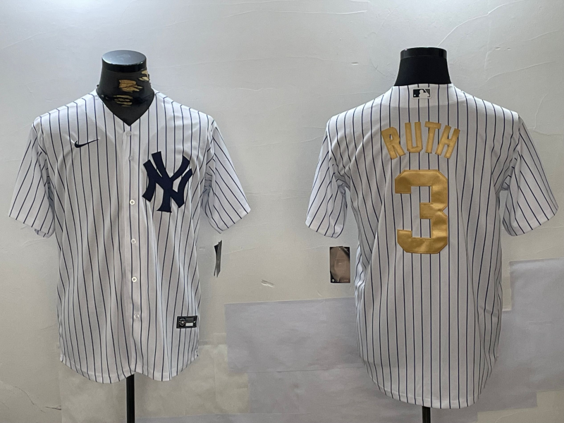 Men's New York Yankees Babe Ruth White Team Game Jersey baseball jersey product view 1