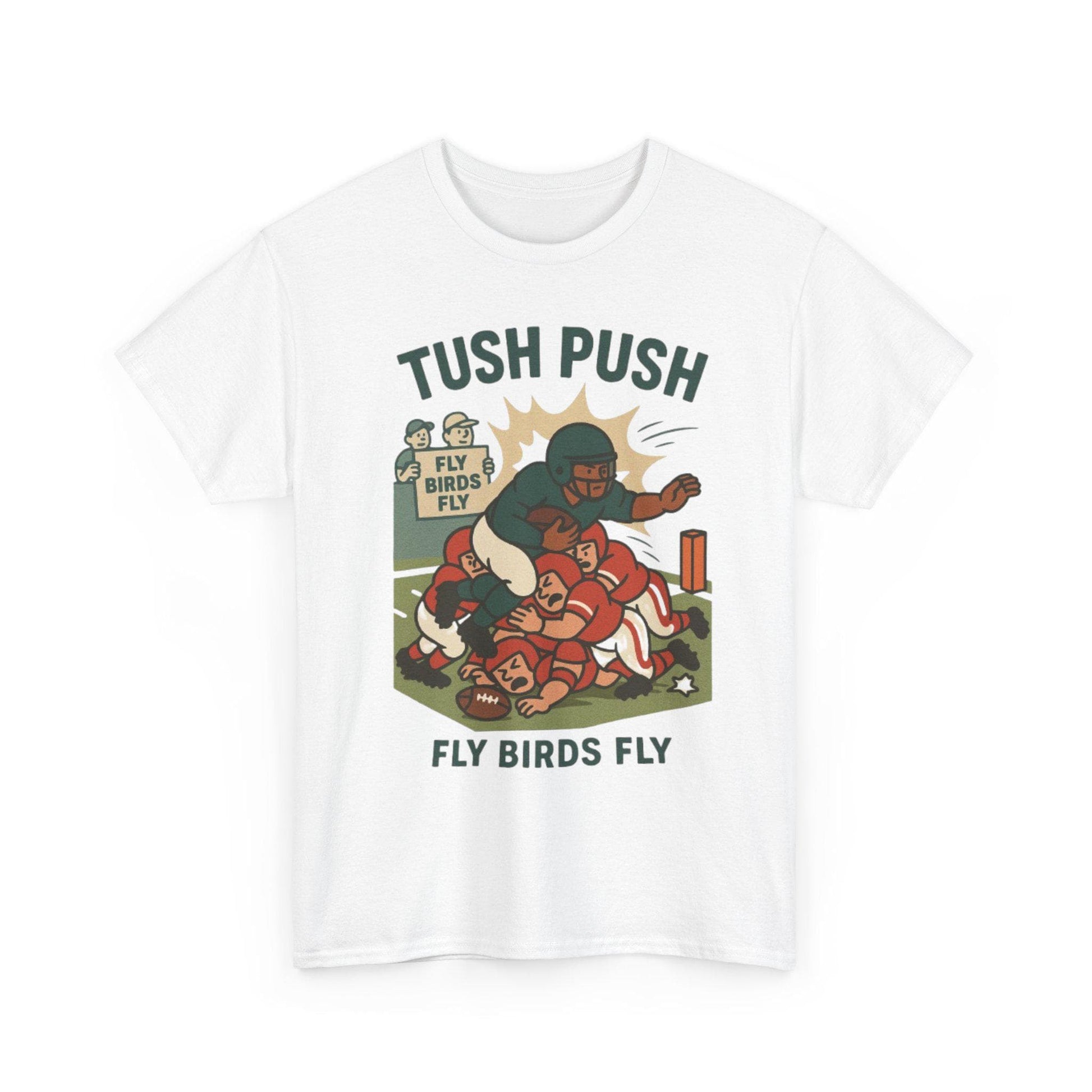 Philly Football Tush Push Cartoon Graphic Tee Unisex T-shirt, Sweatshirt, Hoodie, Long Sleeve Tee - T-Shirt, Sweatshirt, Hoodie