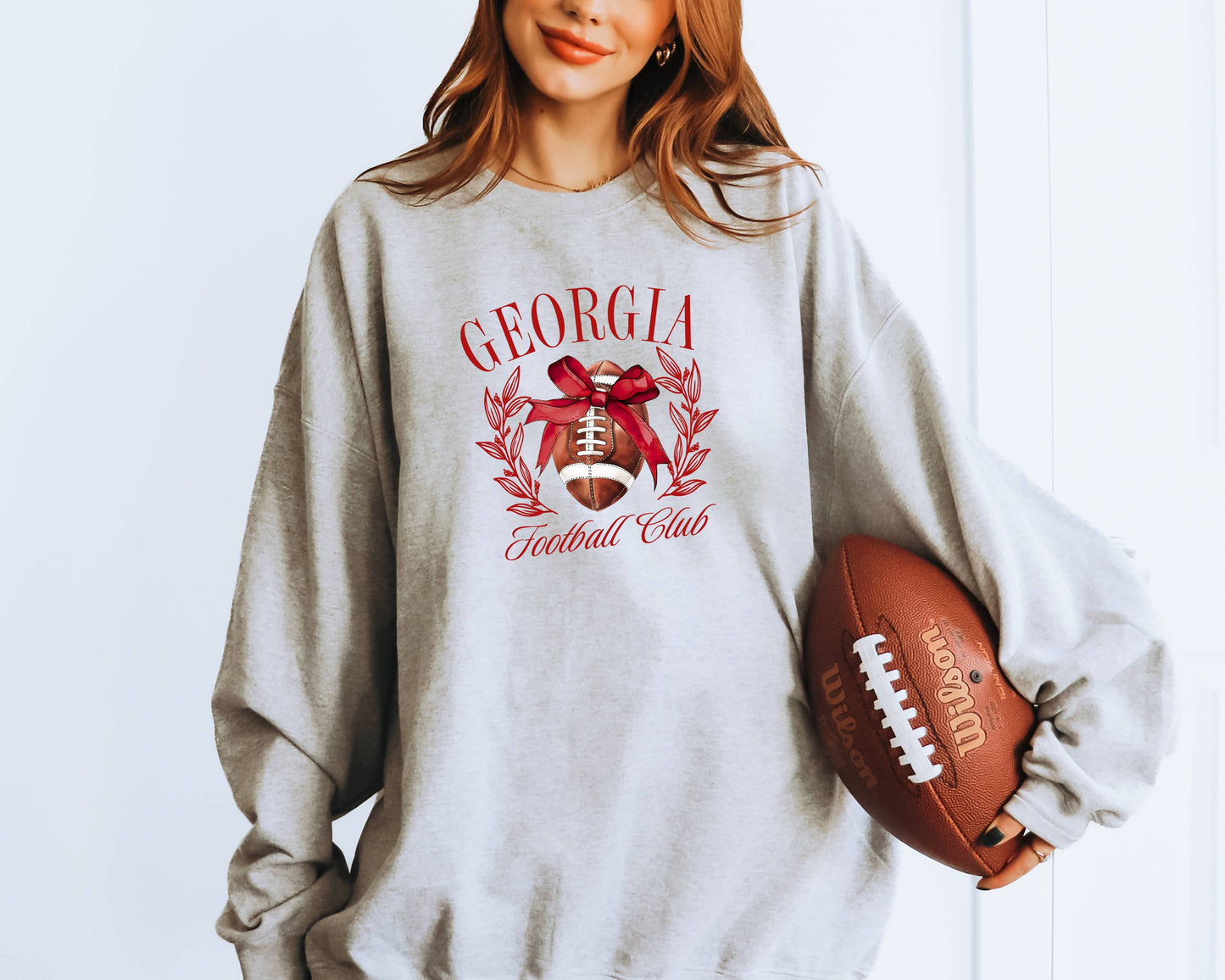 Bow Sweatshirt, Georgia Sweatshirt, Coquette, Game Day Unisex T-shirt, Sweatshirt, Hoodie, Long Sleeve Tee - T-Shirt, Sweatshirt, Hoodie